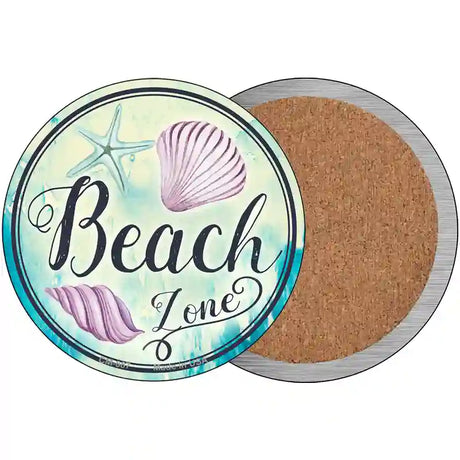 Beach Zone Novelty Metal Circular Sign 3.5" (CC)