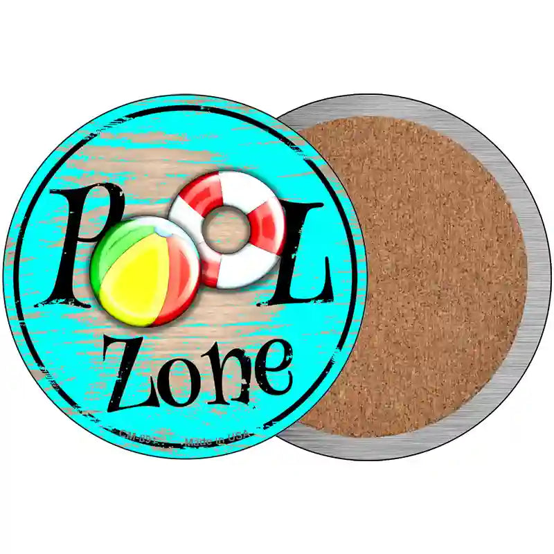 Pool Zone Novelty Metal Circular Sign 3.5" (CC)