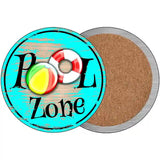 Pool Zone Novelty Metal Circular Sign 3.5" (CC)