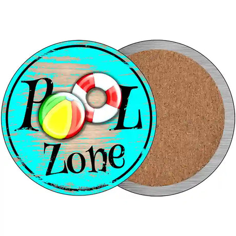 Pool Zone Novelty Metal Circular Sign 3.5" (CC)