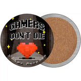 Gamers Dont Die Heart Novelty Metal Circle Sign 3.5" (CC)