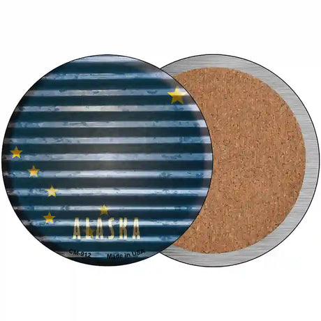 Alaska Flag Corrugated Effect Novelty Circular Sign 3.5" (CC)