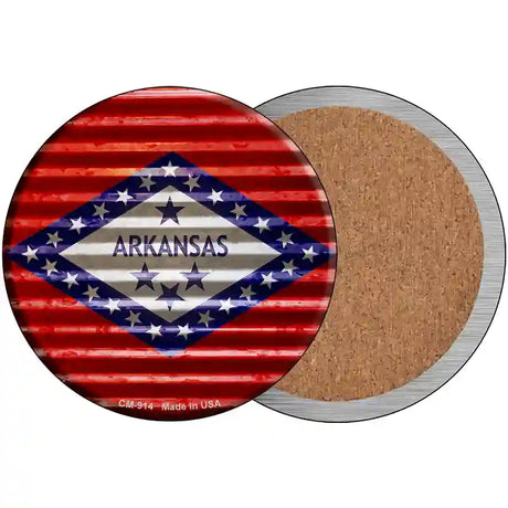 Arkansas Flag Corrugated Effect Novelty Circular Sign 3.5" (CC)