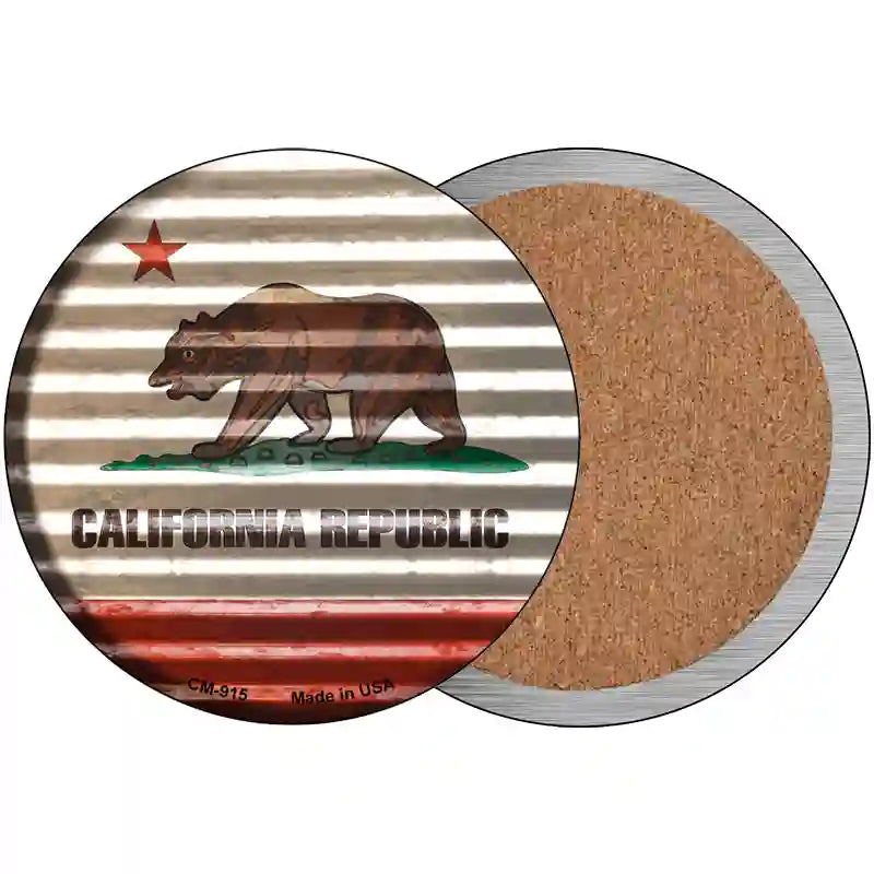 California Flag Corrugated Effect Novelty Circular Sign 3.5" (CC)