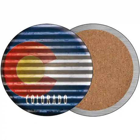 Colorado Flag Corrugated Effect Novelty Circular Sign 3.5" (CC)