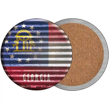 Georgia Flag Corrugated Effect Novelty Circular Sign 3.5" (CC)