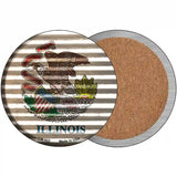 Illinois Flag Corrugated Effect Novelty Circular Sign 3.5" (CC)