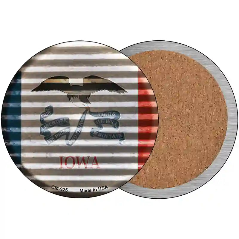 Iowa Flag Corrugated Effect Novelty Circular Sign 3.5" (CC)