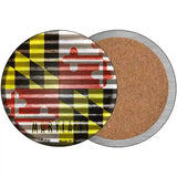 Maryland Flag Corrugated Effect Novelty Circular Sign 3.5" (CC)