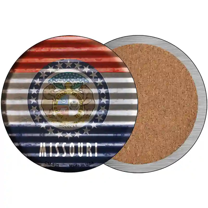 Missouri Flag Corrugated Effect Novelty Circular Sign 3.5" (CC)