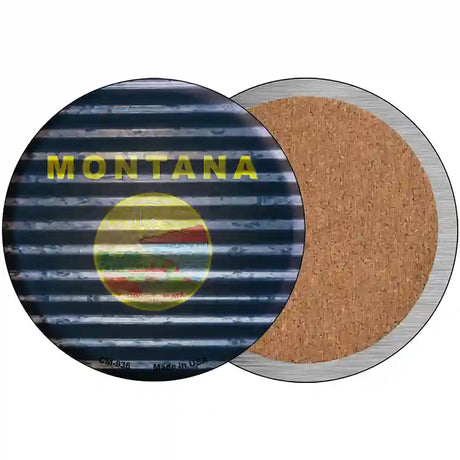 Montana Flag Corrugated Effect Novelty Circular Sign 3.5" (CC)