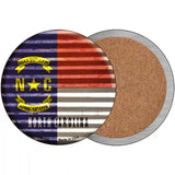 North Carolina Flag Corrugated Effect Novelty Circular Sign 3.5" (CC)