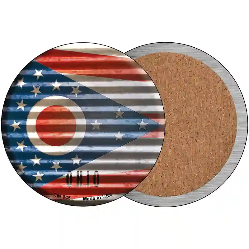 Ohio Flag Corrugated Effect Novelty Circular Sign 3.5" (CC)