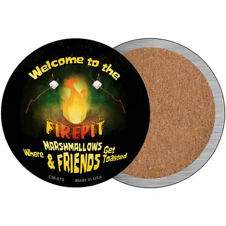 Welcome to the Firepit Novelty Metal Circular Sign 3.5" (CC)