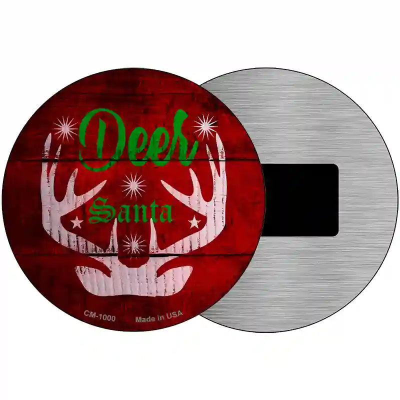 Deer Santa Novelty Metal Circular Sign 3.5" (CM)