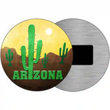 Arizona with Saguaro Novelty Metal Circular Sign 3.5" (CM)