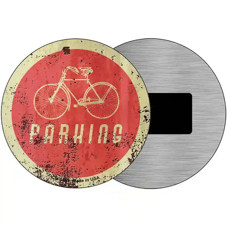 Bicycle Parking Novelty Metal Circular Sign 3.5" (CM)