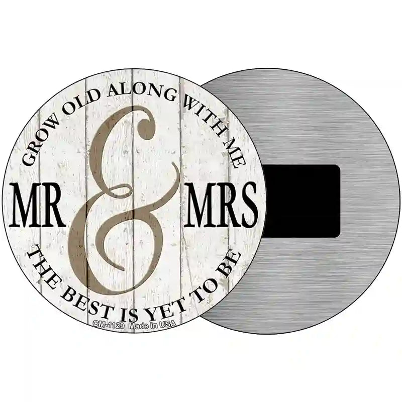 Mr and Mrs White Novelty Metal Circular Sign 3.5" (CM)