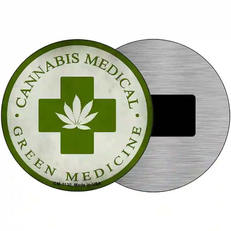 Cannabis Medicine Novelty Metal Circular Sign 3.5" (CM)