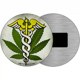 Cannabis Caduceus Novelty Metal Circular Sign 3.5" (CM)