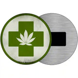 Cannabis Green Cross Novelty Metal Circular Sign 3.5" (CM)