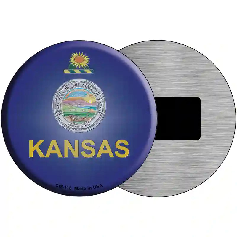 Kansas State Flag Metal Circular Sign 3.5" (CM)