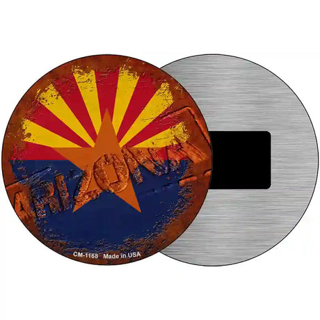 Arizona Rusty Stamped Novelty Metal Circular Sign 3.5" (CM)