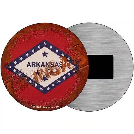 Arkansas Rusty Stamped Novelty Metal Circular Sign 3.5" (CM)