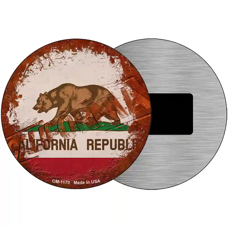 California Rusty Stamped Novelty Metal Circular Sign 3.5" (CM)