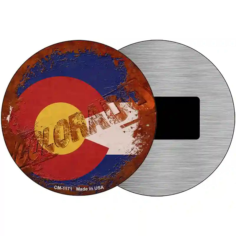 Colorado Rusty Stamped Novelty Metal Circular Sign 3.5" (CM)