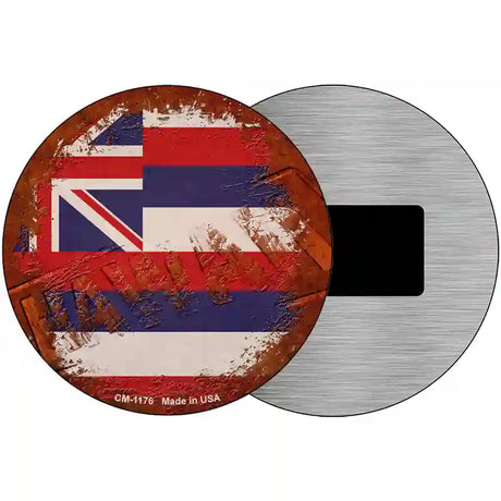 Hawaii Rusty Stamped Novelty Metal Circular Sign 3.5" (CM)