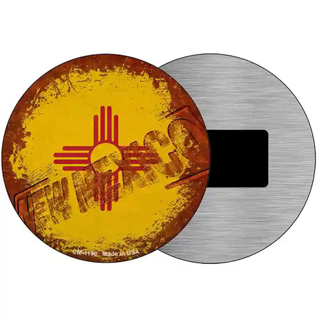 New Mexico Rusty Stamped Novelty Metal Circular Sign 3.5" (CM)