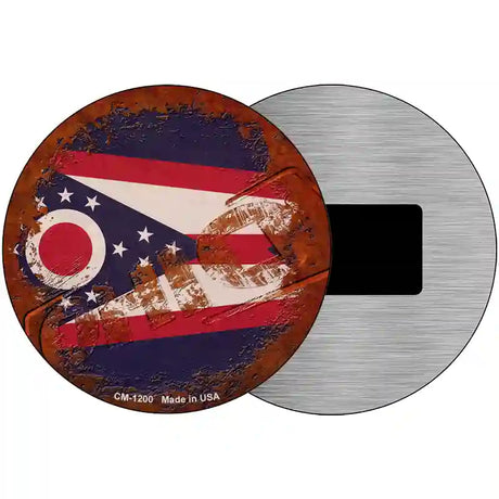 Ohio Rusty Stamped Novelty Metal Circular Sign 3.5" (CM)