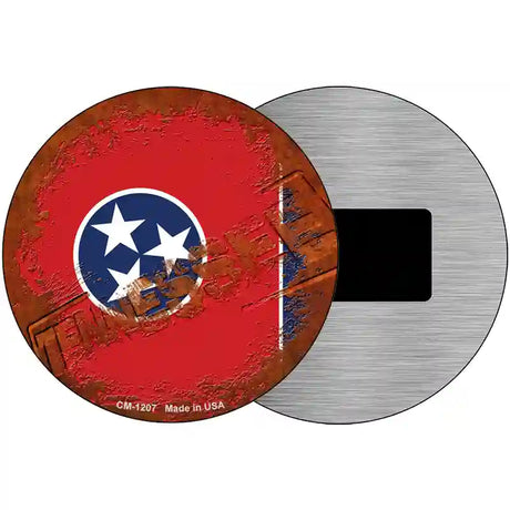 Tennessee Rusty Stamped Novelty Metal Circular Sign 3.5" (CM)