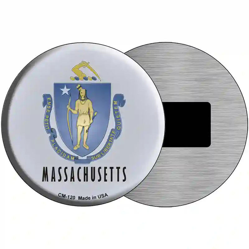 Massachusetts State Flag Metal Circular Sign 3.5" (CM)