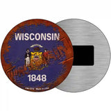 Wisconsin Rusty Stamped Novelty Metal Circular Sign 3.5" (CM)