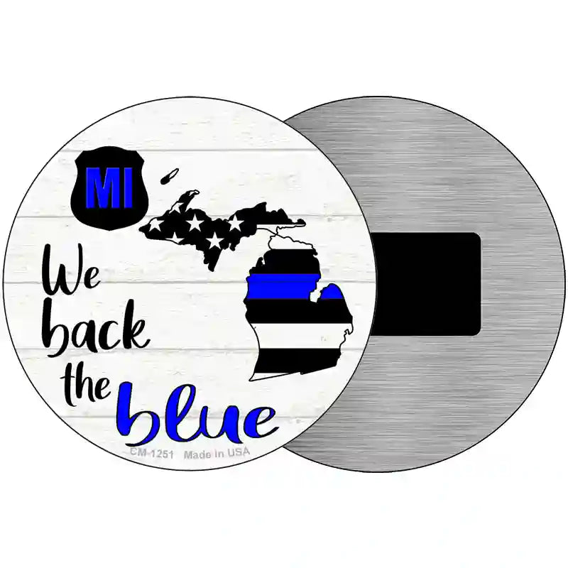 Michigan Back The Blue Novelty Circular Sign 3.5" (CM)