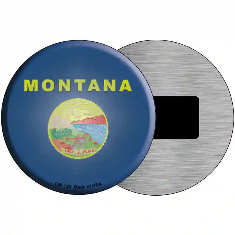 Montana State Flag Metal Circular Sign 3.5" (CM)