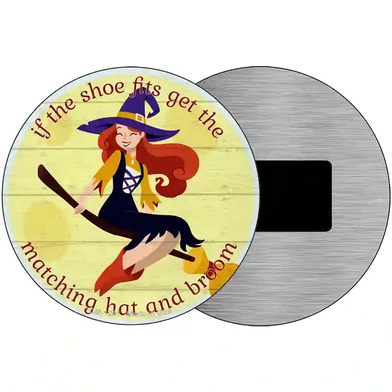 Matching Hat and Broom Girl Novelty Circular Sign 3.5" (CM)