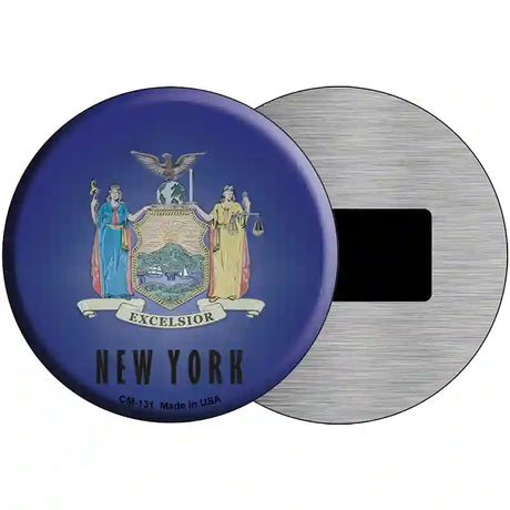 New York State Flag Metal Circular Sign 3.5" (CM)