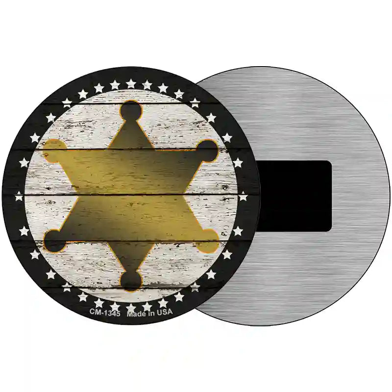 Sheriff Star Novelty Metal Circular Sign 3.5" (CM)