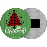 Merry Christmas With Tree Novelty Metal Circular Sign 3.5" (CM)