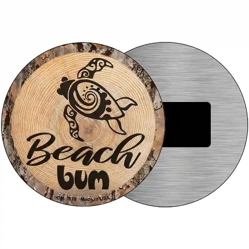 Beach Bum Seaturtle Novelty Metal Circular Sign 3.5" (CM)