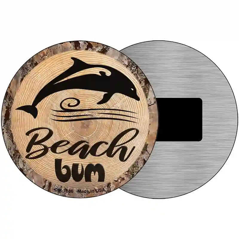 Beach Bum Dolphin Novelty Metal Circular Sign 3.5" (CM)