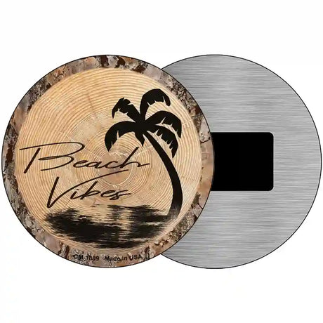 Beach Vibes Wood Novelty Metal Circle Sign 3.5" (CM)