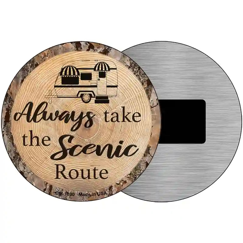 Scenic Route Novelty Metal Circular Sign 3.5" (CM)