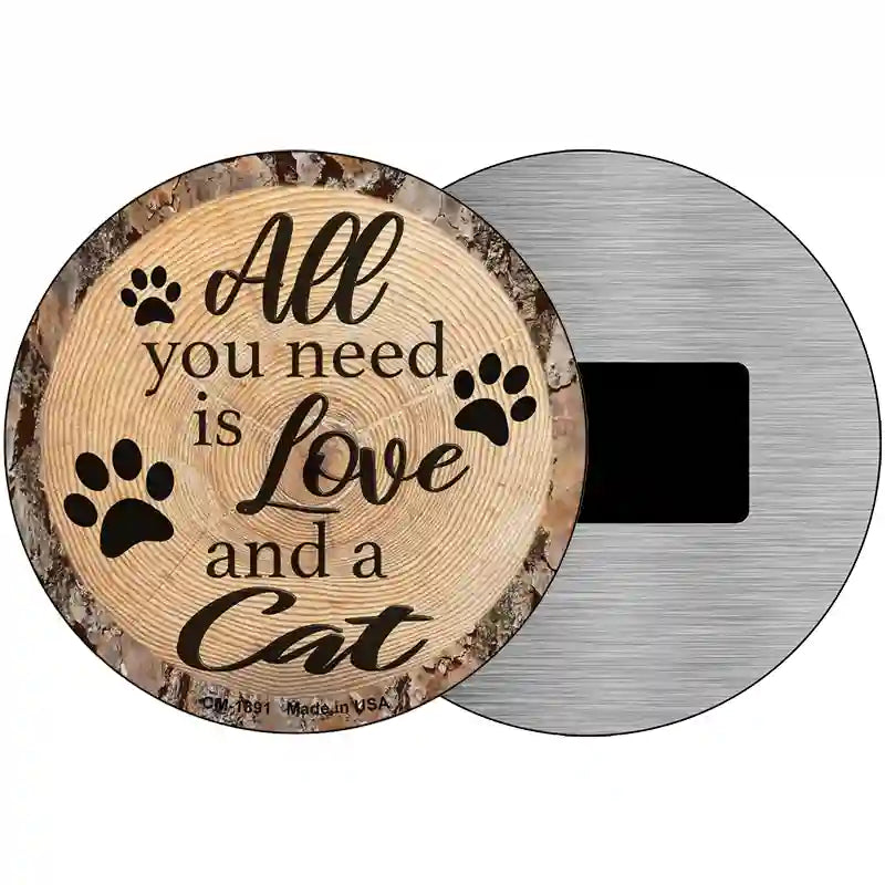 Love and a Cat Novelty Metal Circular Sign 3.5" (CM)