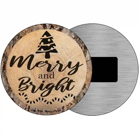 Merry and Bright Novelty Metal Circular Sign 3.5" (CM)