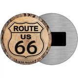 US Route 66 Wood Novelty Metal Circular Sign 3.5" (CM)