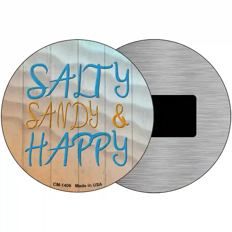 Salty Sandy and Happy Novelty Metal Circular Sign 3.5" (CM)